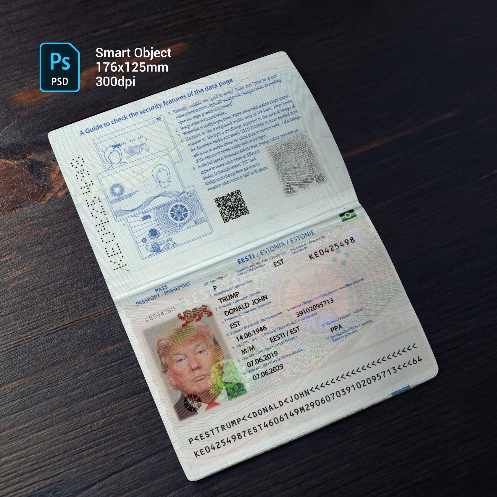 Estonia Passport 2014+ PSD1
