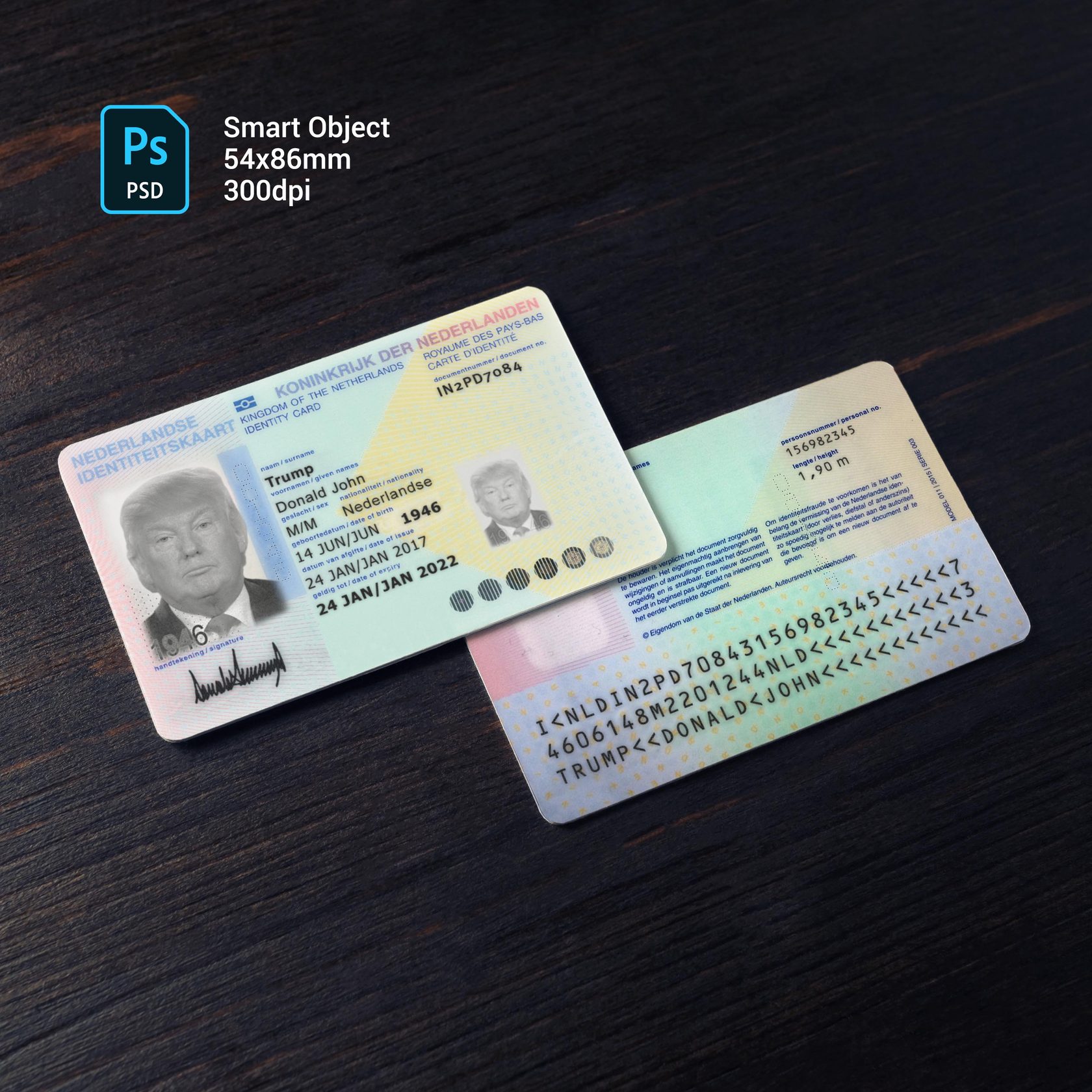 Netherlands ID Card 2014+ PSD1