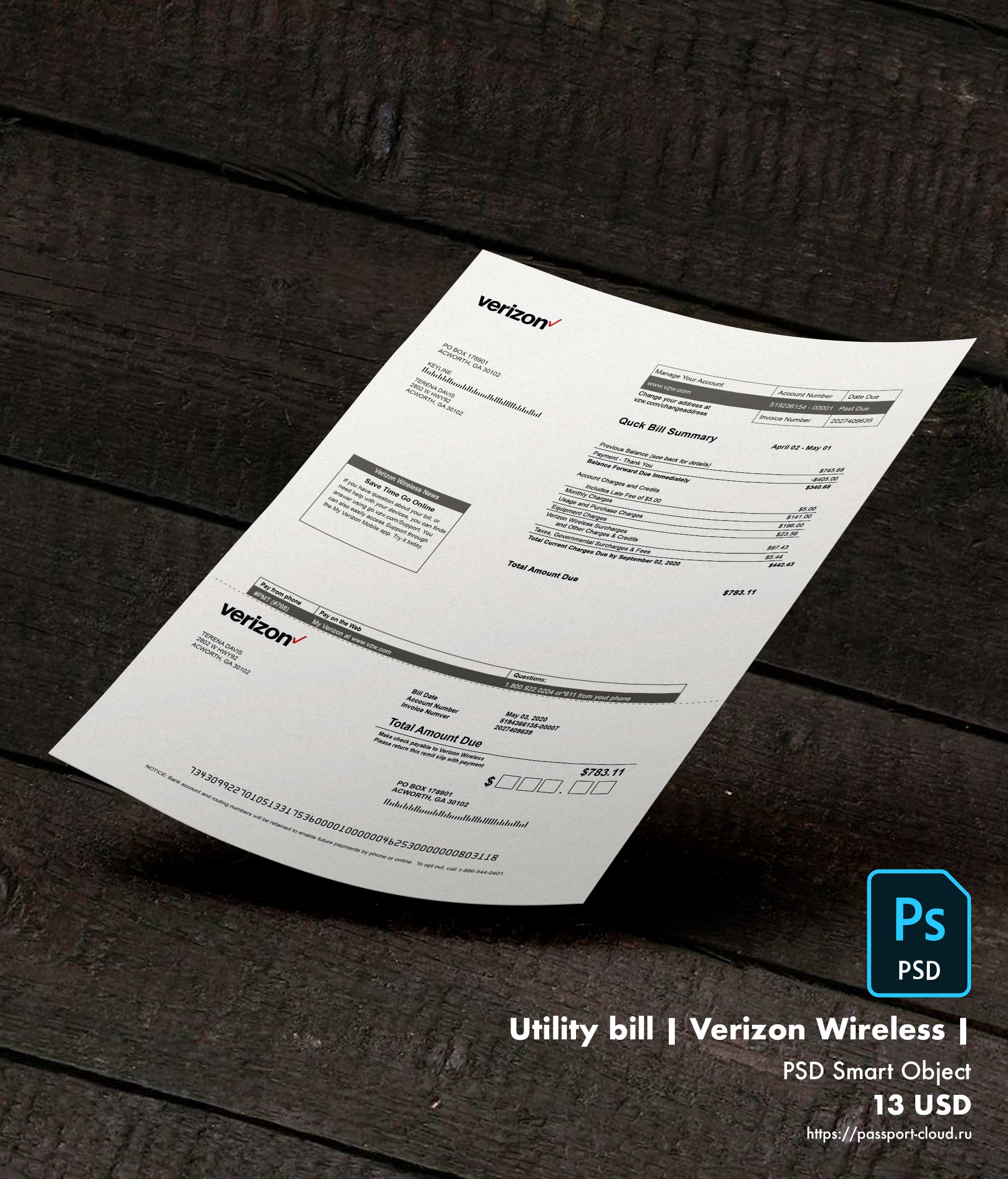Utility bill | Verizon Wireless | USA |1