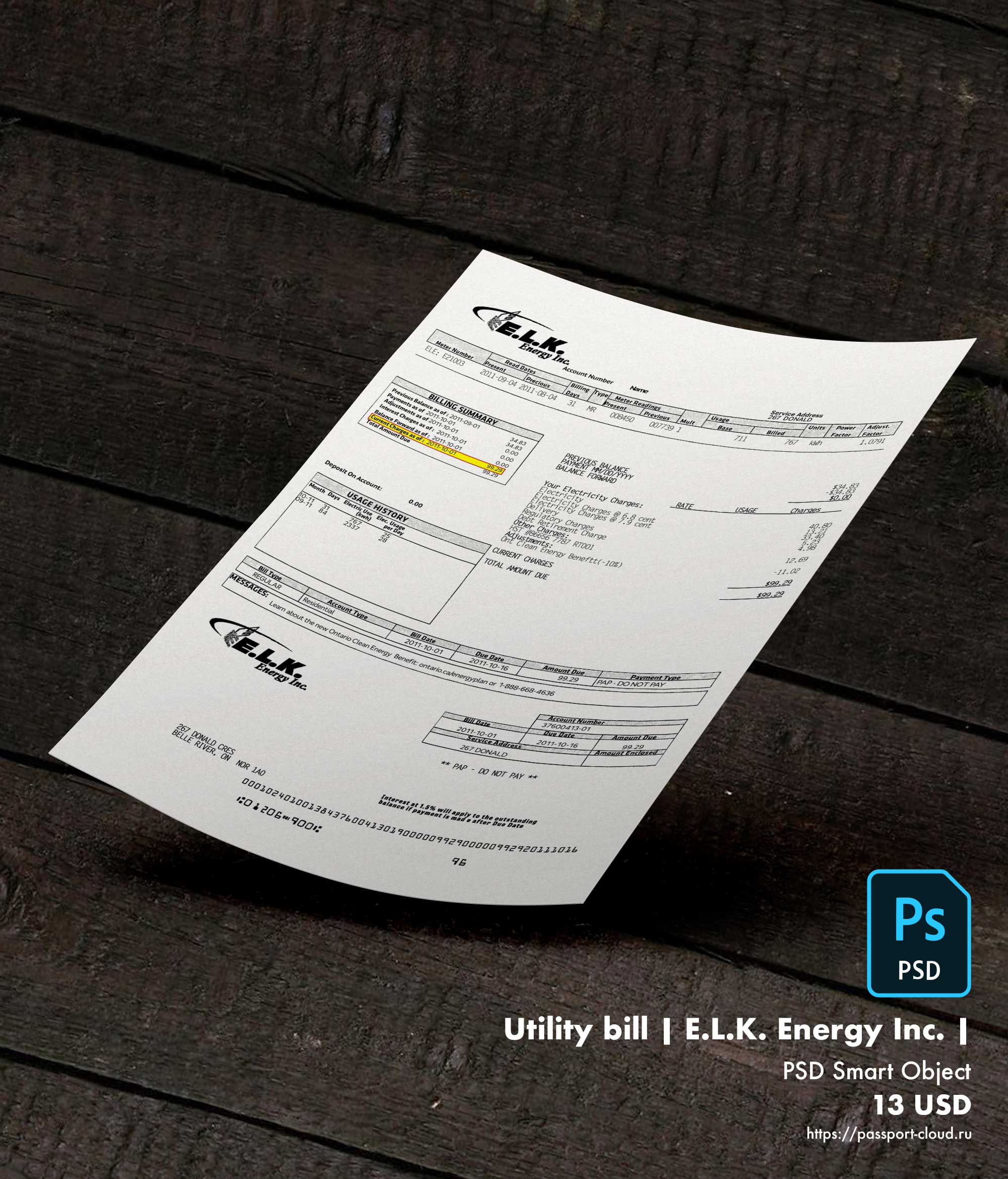 Utility bill | E.L.K. Energy Inc. | Canada |1