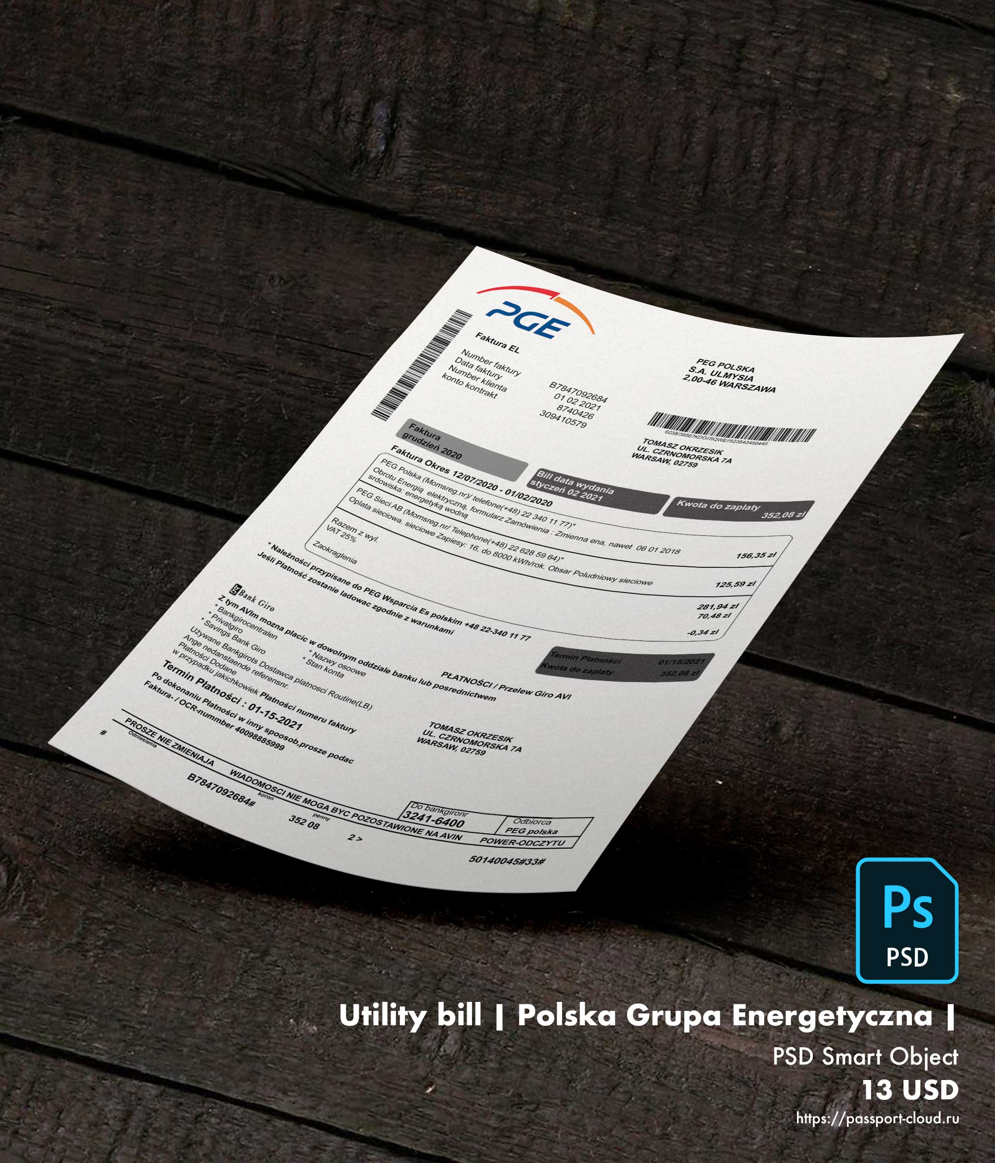 Utility bill | Polska Grupa Energetyczna | Poland |1
