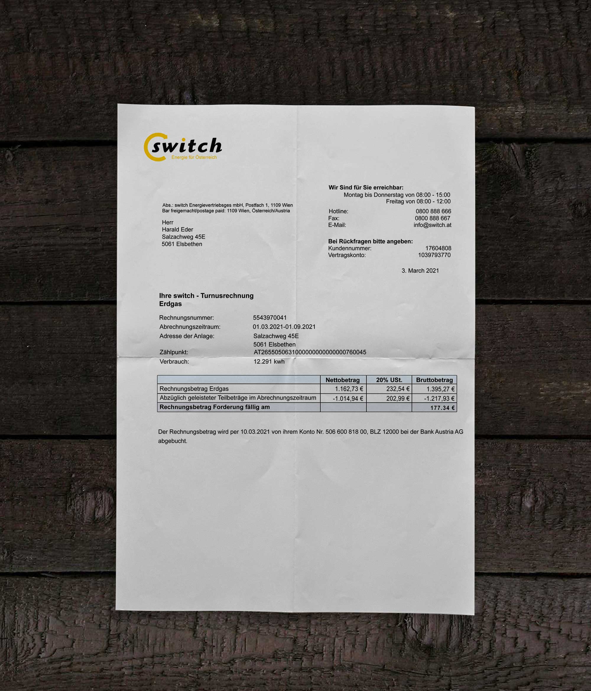 Utility bill | Switch | Austria |2