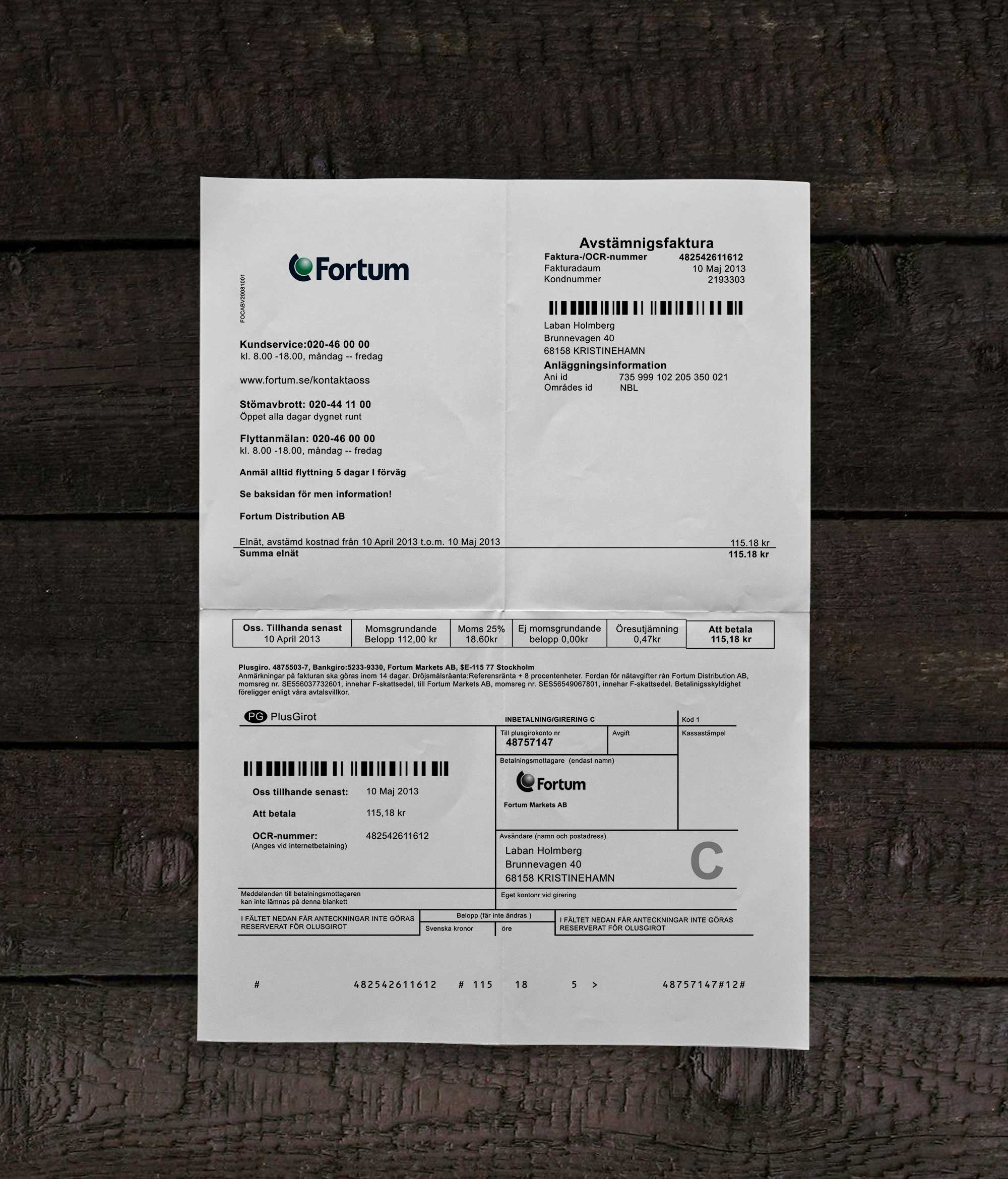 Utility bill | Fortum Corporation | Finland | 2