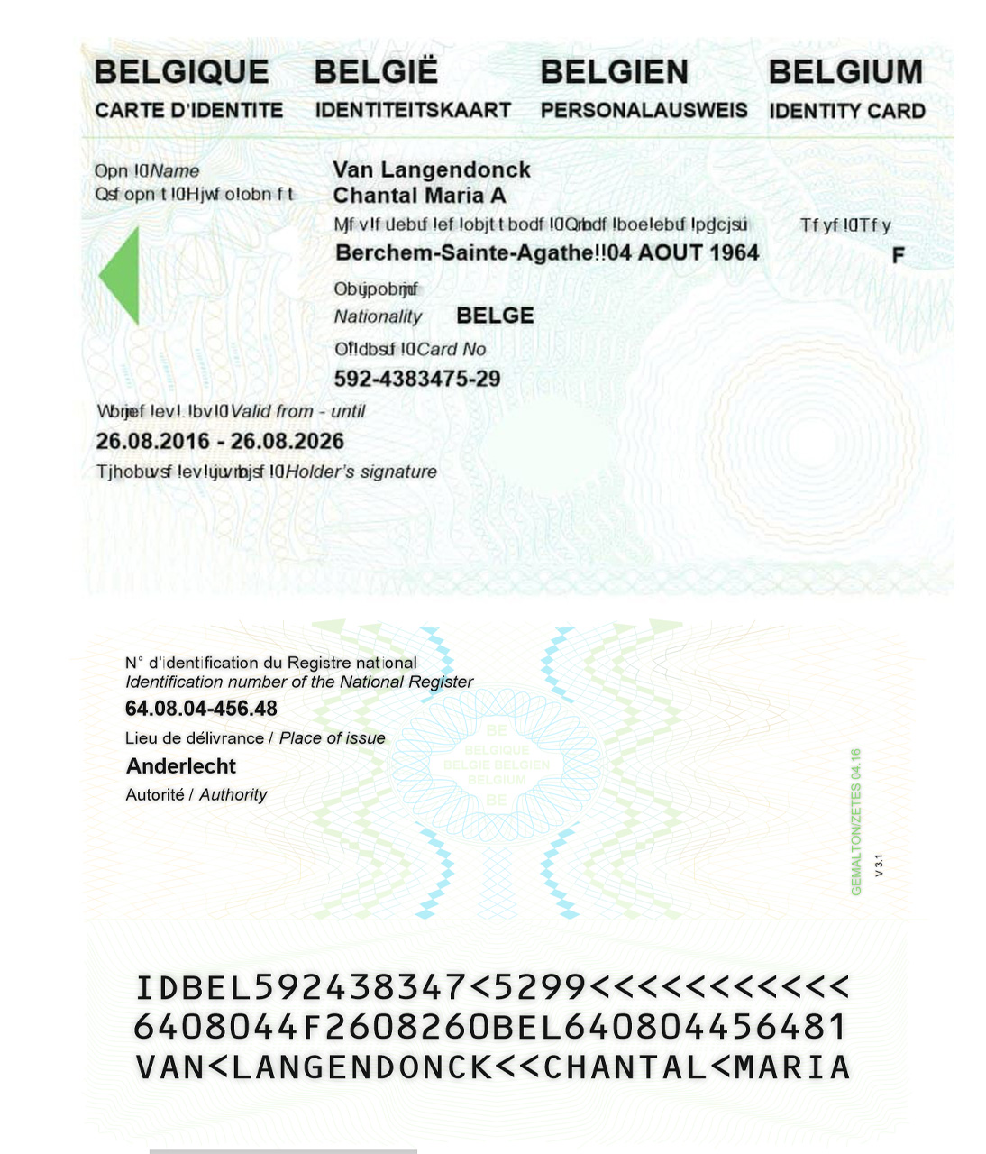 Belgue ID Card 2015+ CDR1