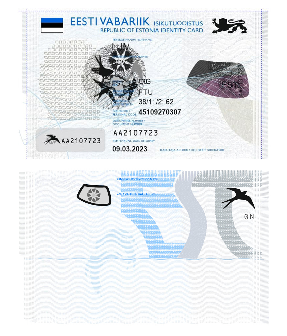 Estonia ID Card 2018+ CDR 1