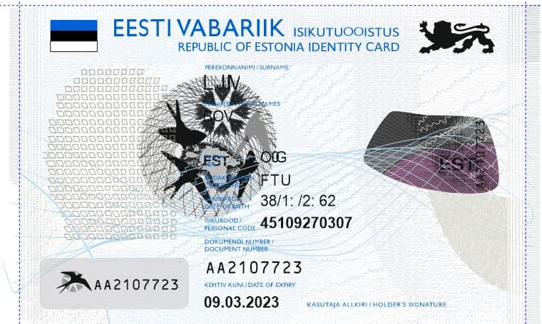 Estonia ID Card 2018+ CDR 2