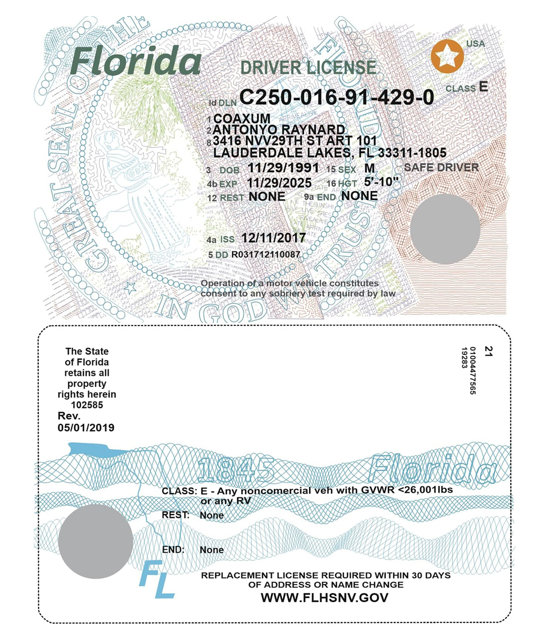 Florida Driver License CDR1