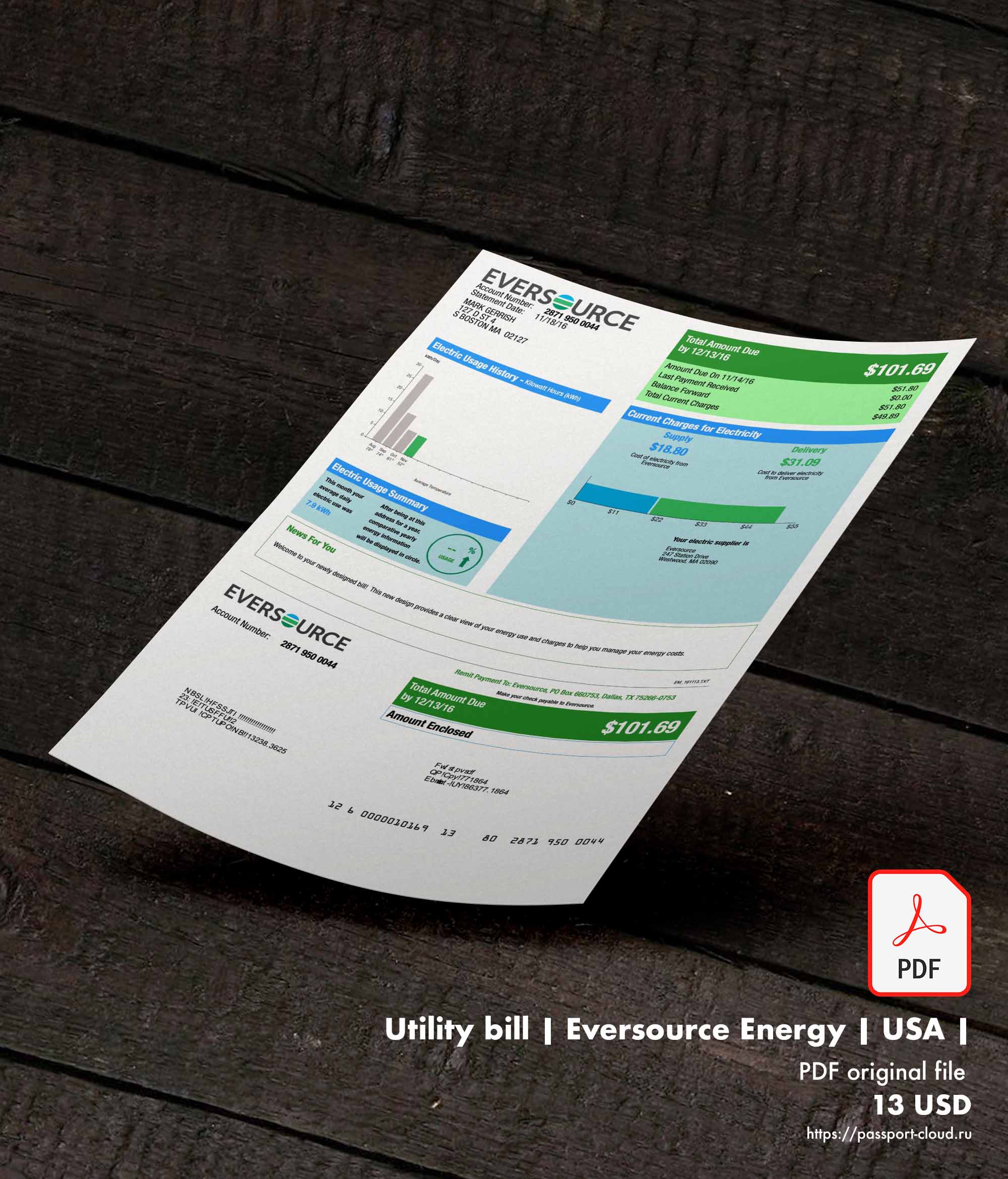 Utility bill | Eversource Energy | USA |1