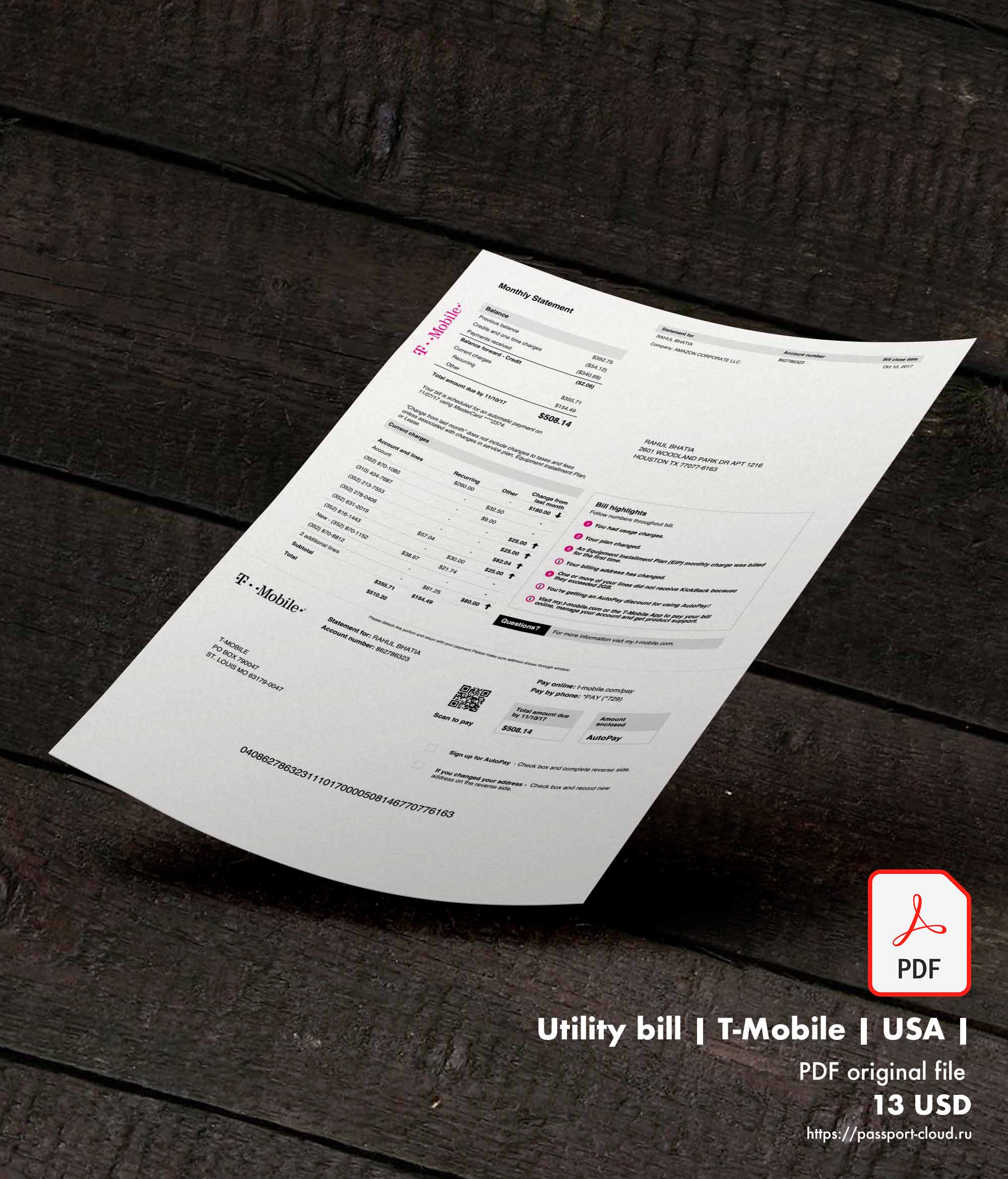 Utility bill | T-Mobile | USA |1