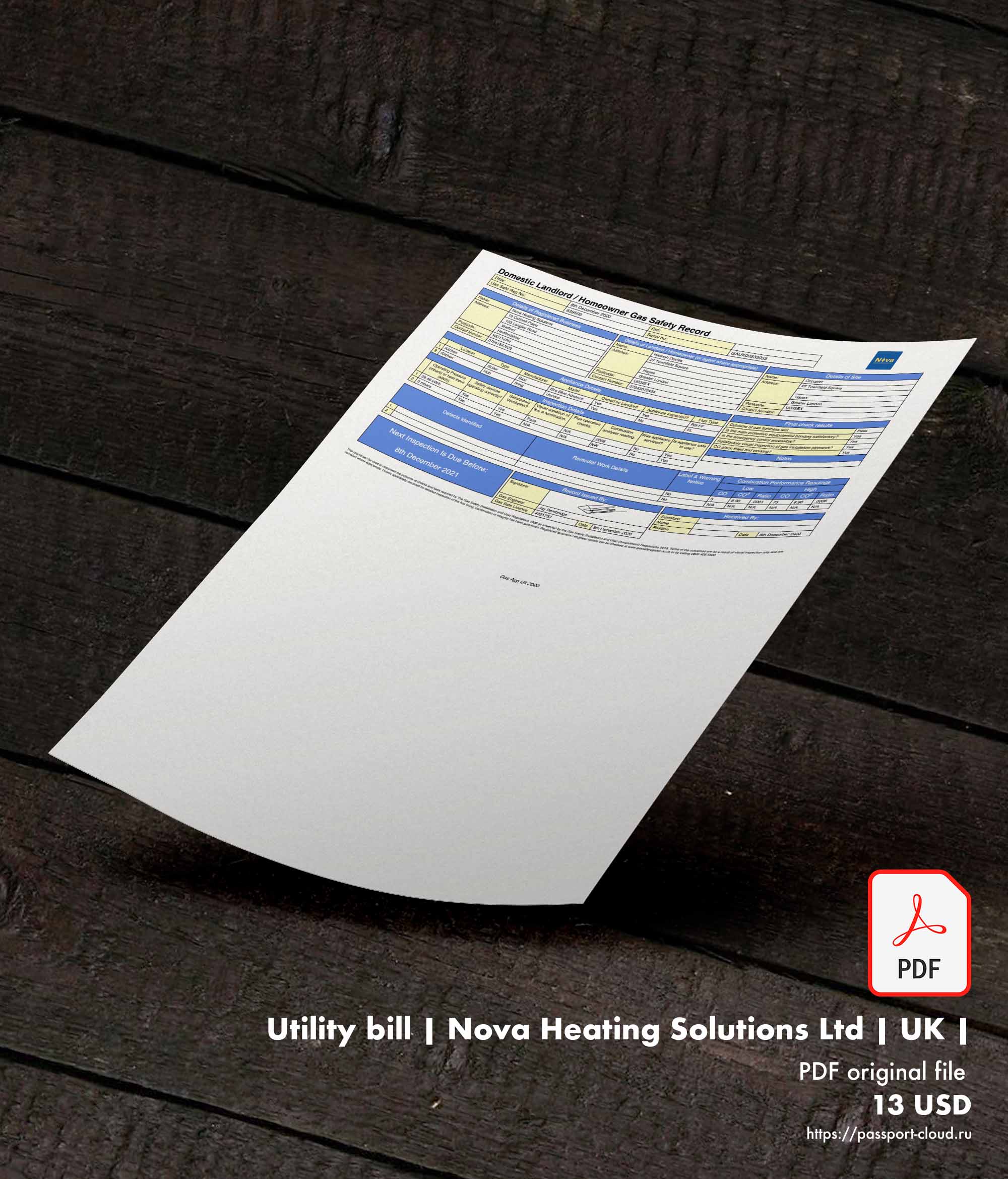 Utility bill | Nova Heating Solutions Ltd | UK |1