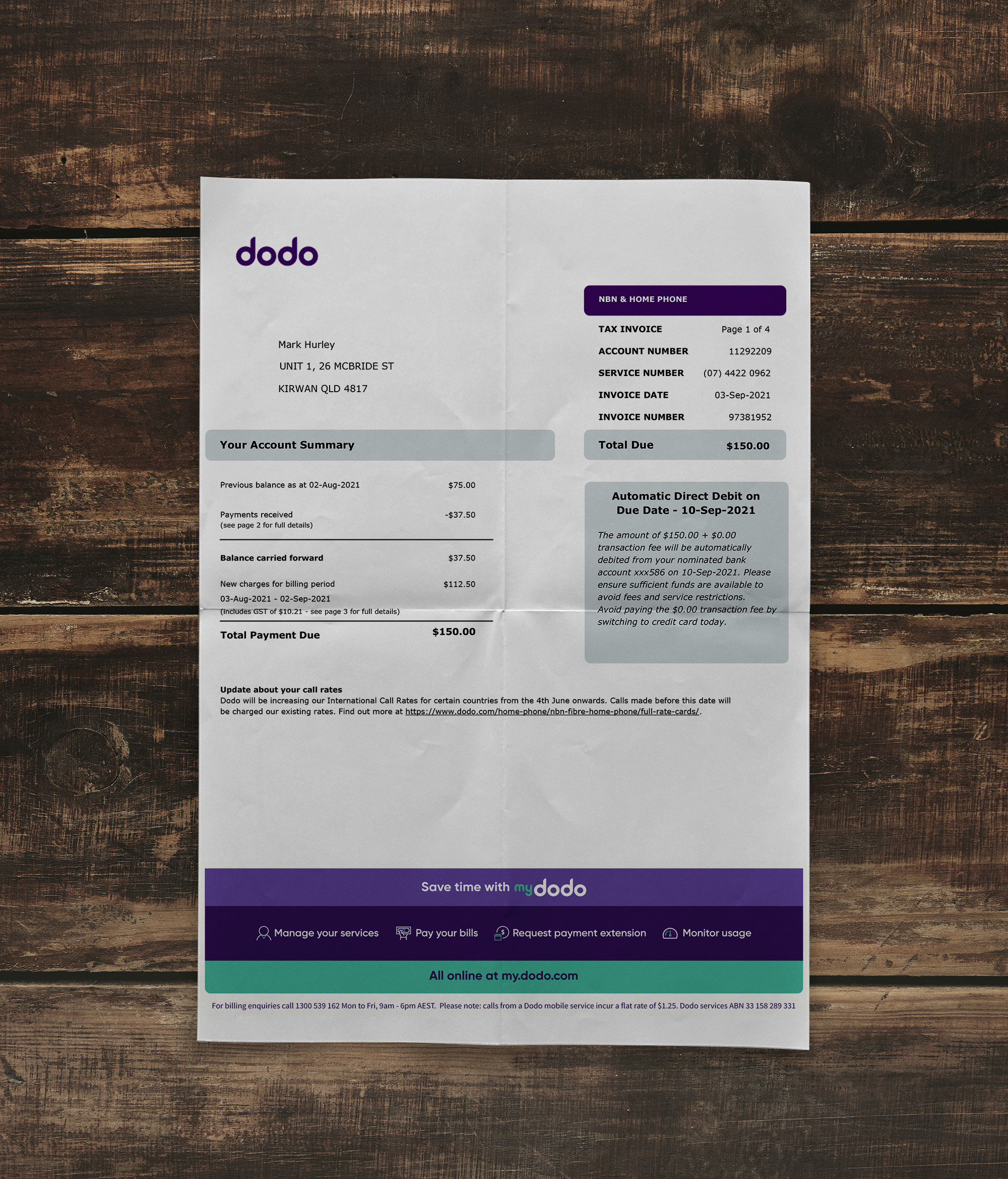 Utility bill Australia | DODO-1