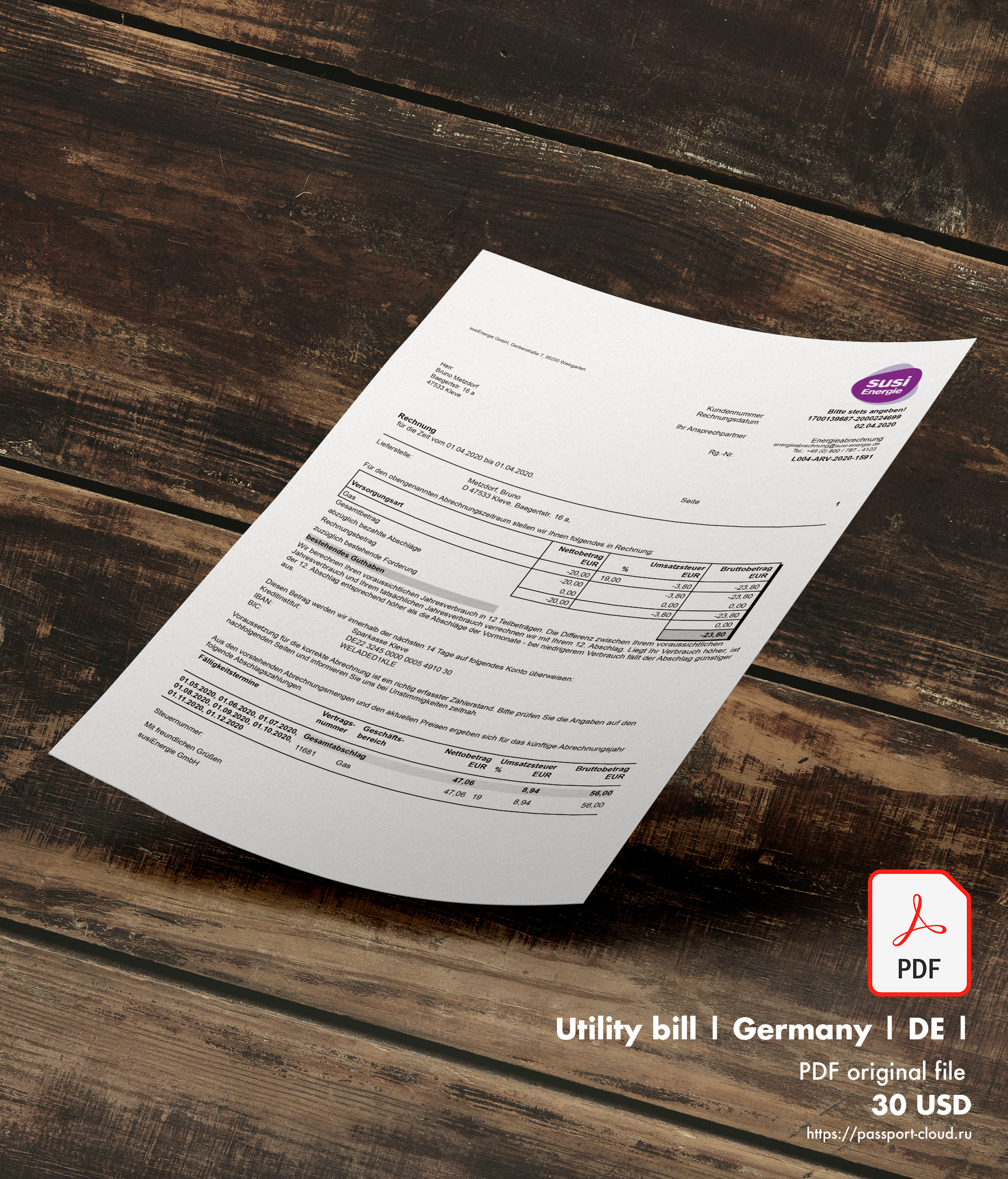 Utility bill | Germany 1