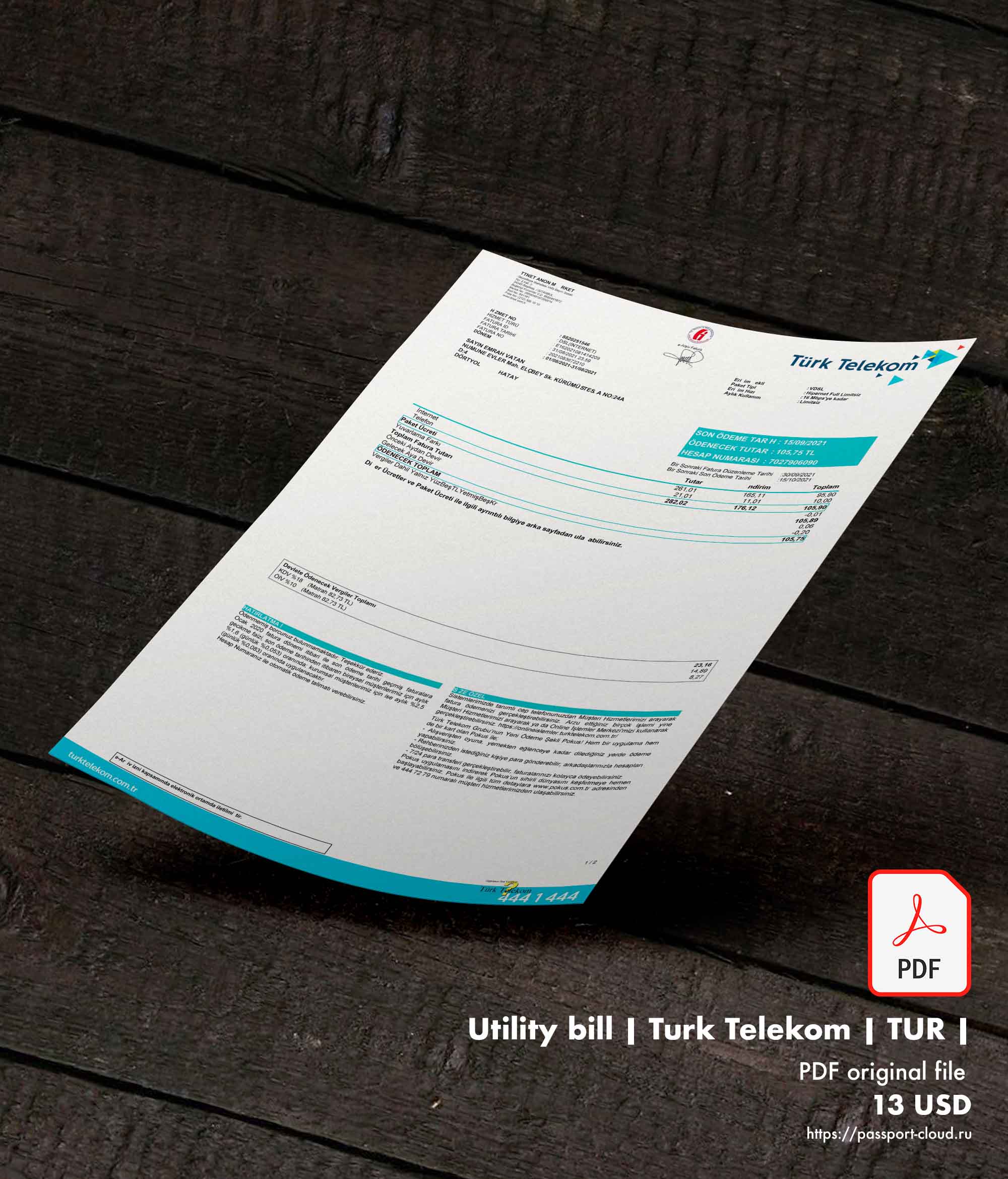 Utility bill | Turk Telekom | TUR |1