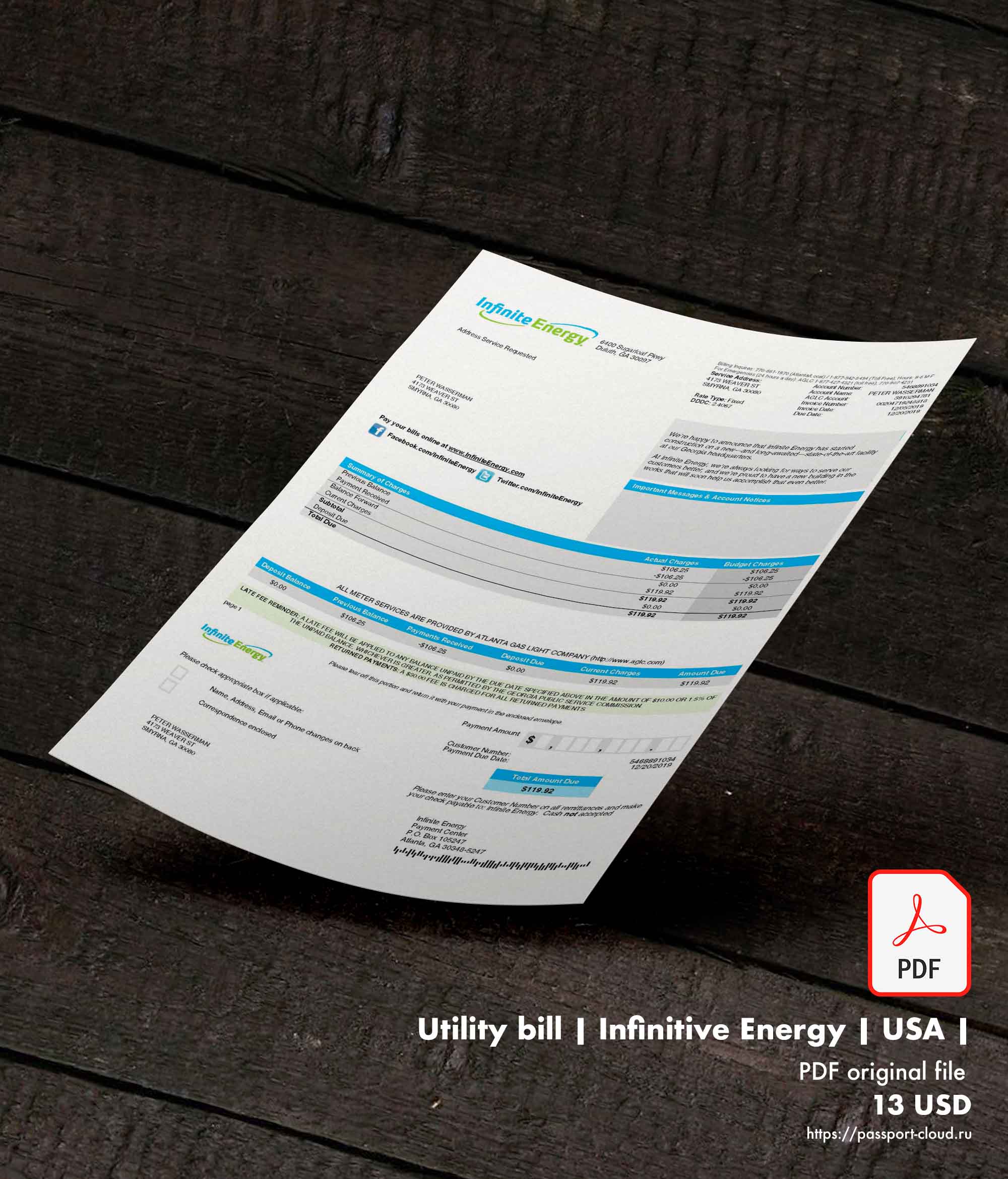 Utility bill | Infinitive Energy | USA | 1