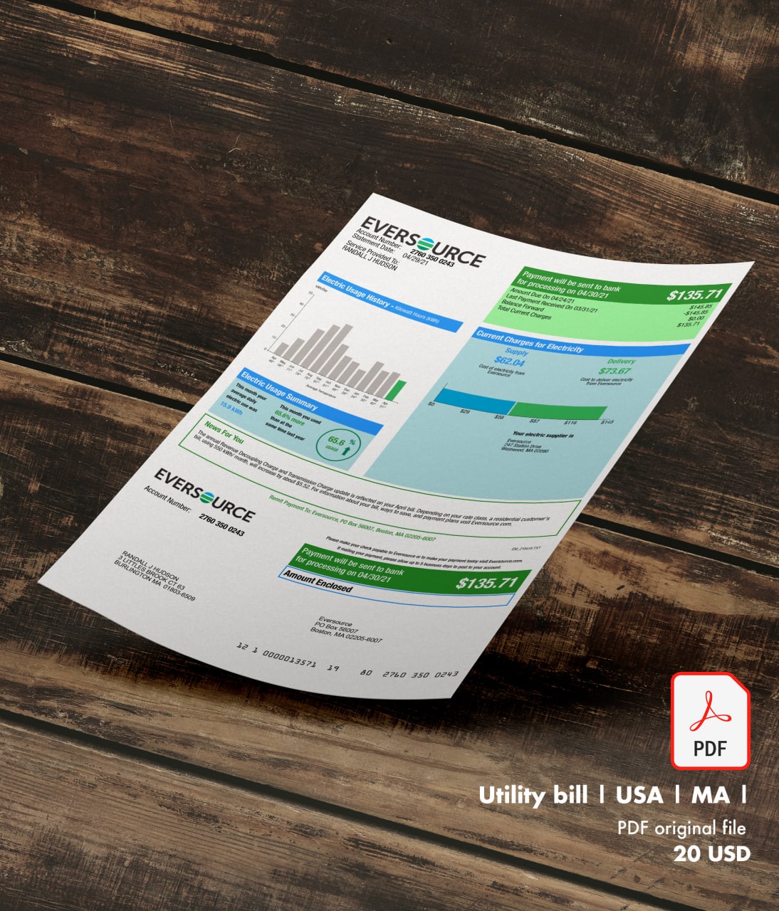 Utility bill | Eversource | USA | MA1