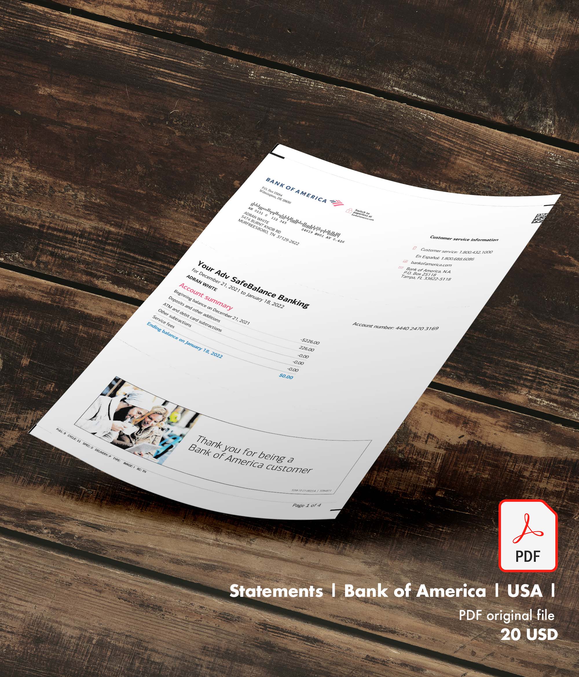 Statement | Bank of America | USA |1