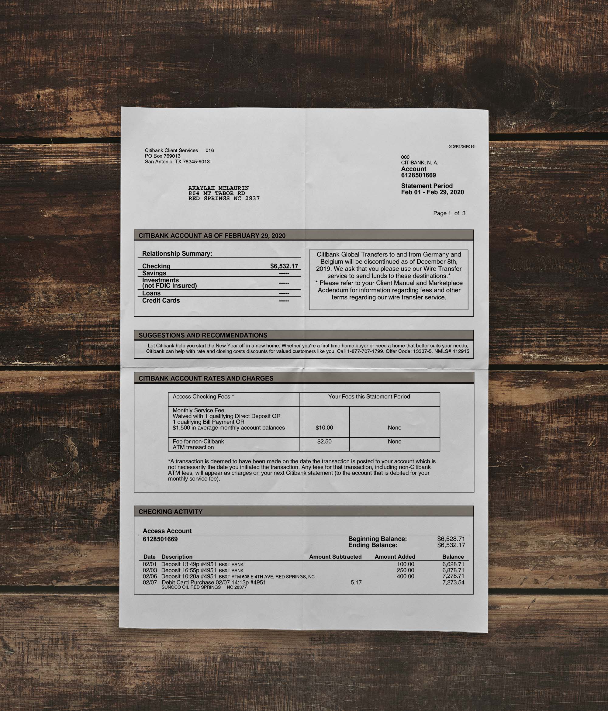 United States of America Bill Template2